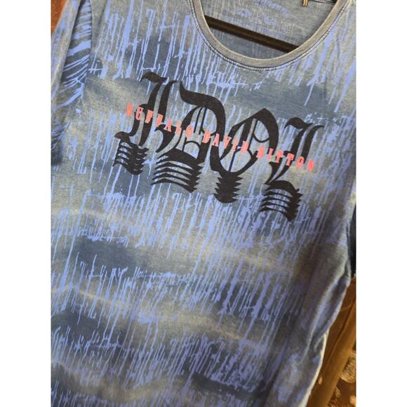 Buffalo David Bitton Men's Size XL Blue Dyed Ink Graphic Crew-Neck T-Shirt - Picture 3 of 12